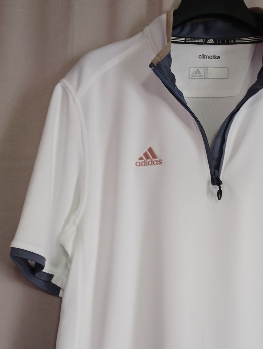 Adidas Men’s White Climalite Half-Zip Short Sleeve Polo Shirt - Picture 4 of 15
